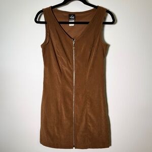 Vintage My Michelle - Soft Zip Front Mini Dress Brown – Made in USA Size 9/10